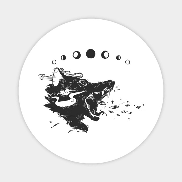 Wild Wolf Creature With Stars And Eyes Magnet by cellsdividing